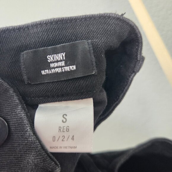 Express High Waisted Flexx Black Skinny Jeans - Size Small - Picture 3 of 6